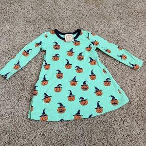 Long Sleeve Polly Play Dress - Olde Jolly Jack O' Lantern with Nantucket Navy